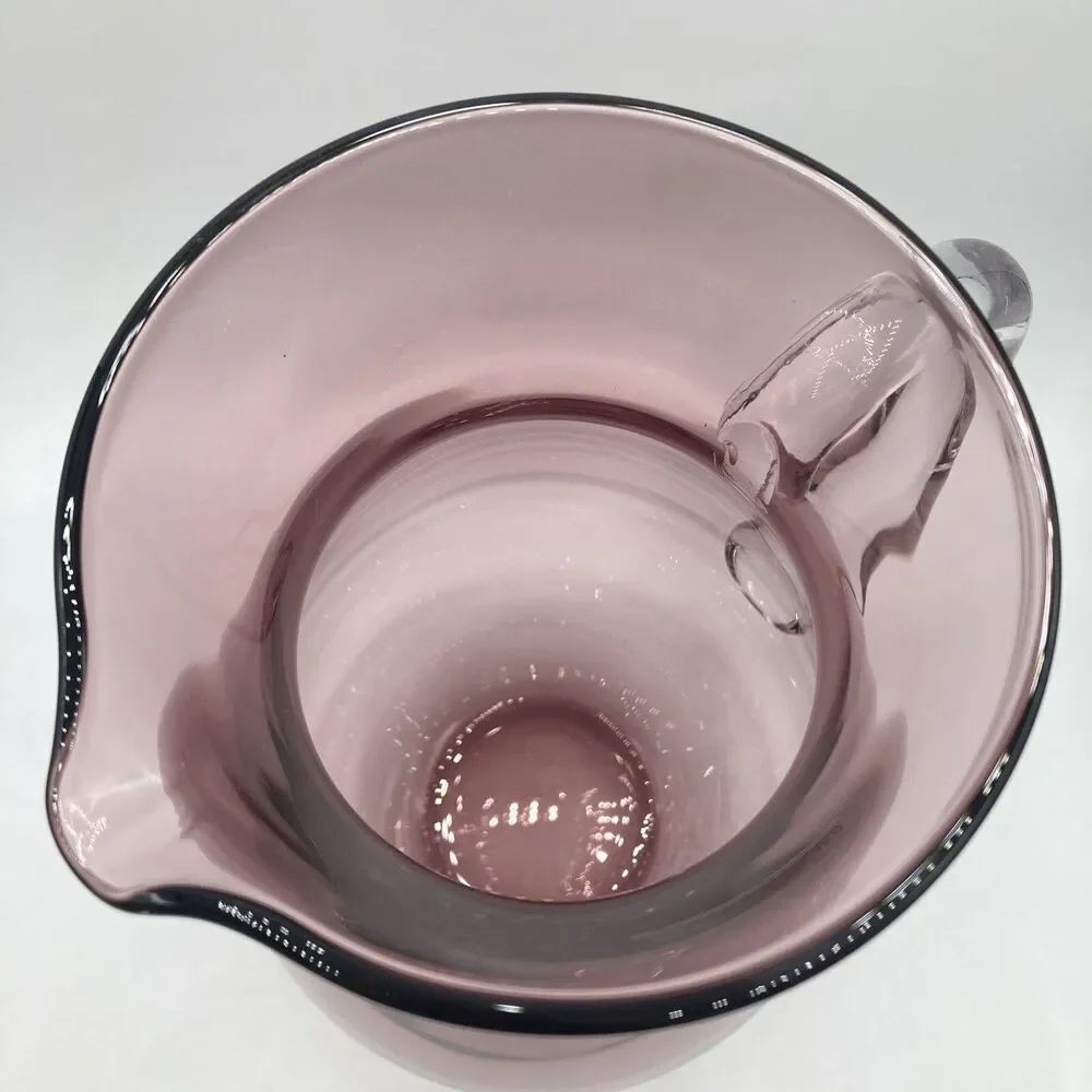 Poland Amethyst Purple Blown Glass Pitcher 6 Margarita Glasses Handmade Barware